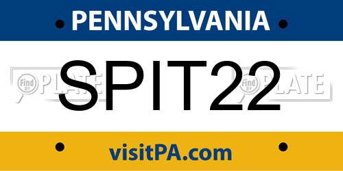 SPIT22 Pennsylvania License Plate
