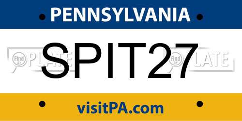 SPIT27 Pennsylvania License Plate