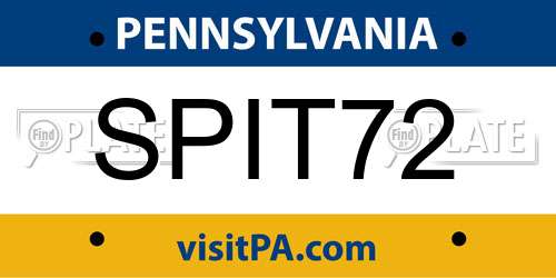 SPIT72 Pennsylvania License Plate