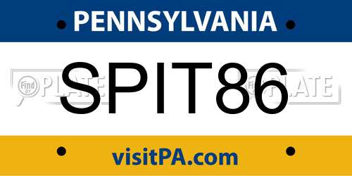 SPIT86 Pennsylvania License Plate