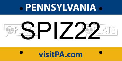 SPIZ22 Pennsylvania License Plate