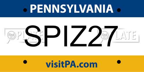 SPIZ27 Pennsylvania License Plate