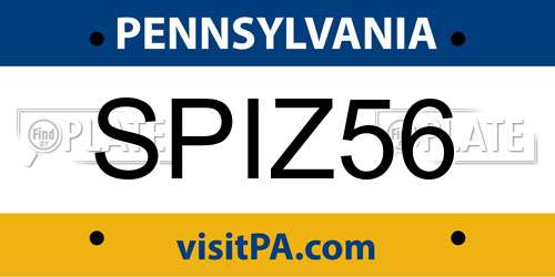 SPIZ56 Pennsylvania License Plate