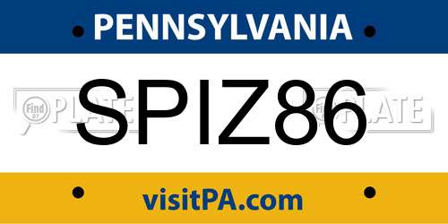 SPIZ86 Pennsylvania License Plate