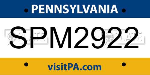 SPM2922 Pennsylvania License Plate