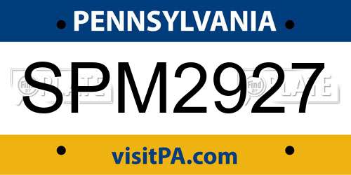 SPM2927 Pennsylvania License Plate
