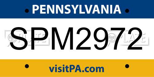 SPM2972 Pennsylvania License Plate