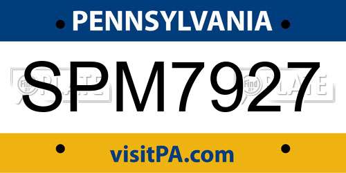 SPM7927 Pennsylvania License Plate