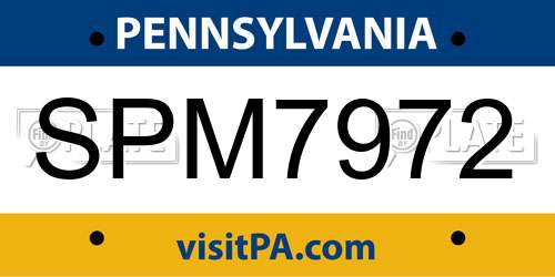 SPM7972 Pennsylvania License Plate