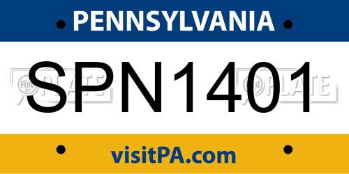 SPN1401 Pennsylvania License Plate