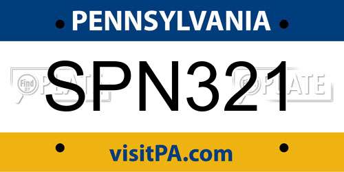 SPN321 Pennsylvania License Plate