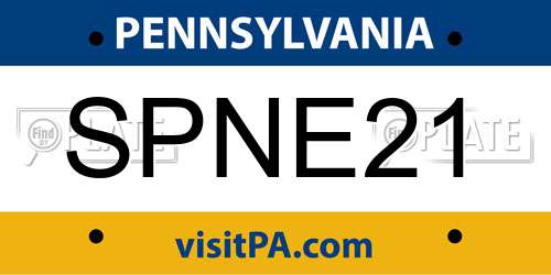 SPNE21 Pennsylvania License Plate