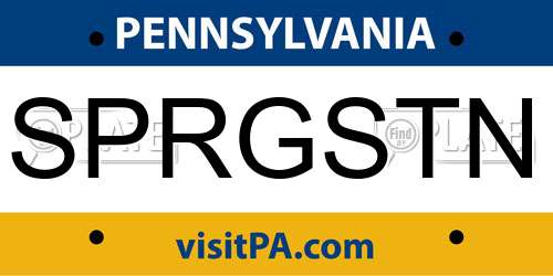 SPRGSTN Pennsylvania License Plate