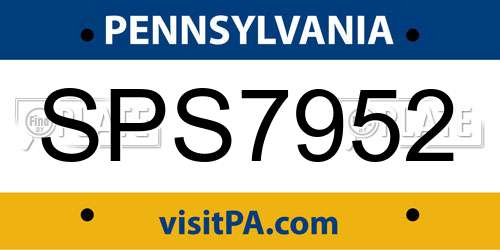 SPS7952 Pennsylvania License Plate