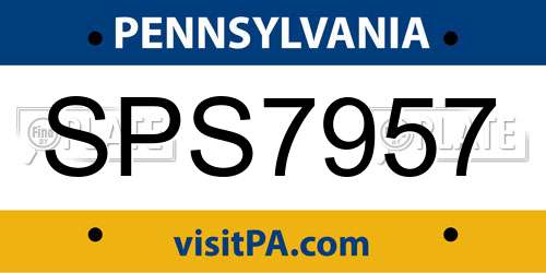 SPS7957 Pennsylvania License Plate