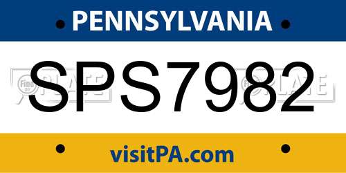 SPS7982 Pennsylvania License Plate