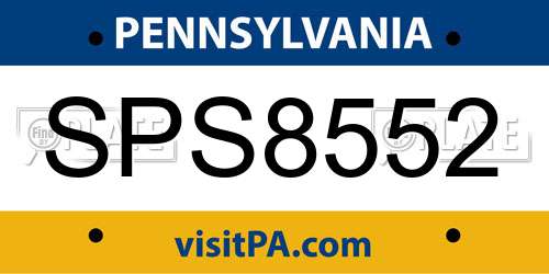SPS8552 Pennsylvania License Plate