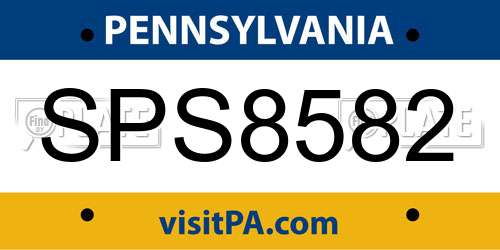 SPS8582 Pennsylvania License Plate
