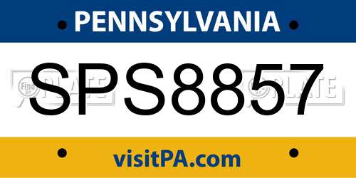 SPS8857 Pennsylvania License Plate