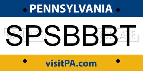 SPSBBBT Pennsylvania License Plate