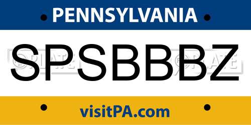 SPSBBBZ Pennsylvania License Plate