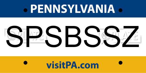 SPSBSSZ Pennsylvania License Plate