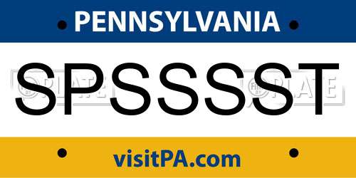SPSSSST Pennsylvania License Plate