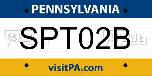 SPT02B Pennsylvania License Plate