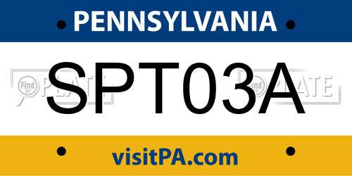 SPT03A Pennsylvania License Plate