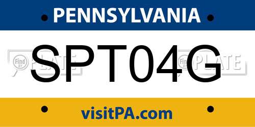 SPT04G Pennsylvania License Plate