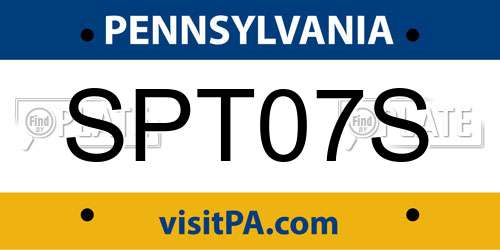 SPT07S Pennsylvania License Plate
