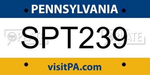 SPT239 Pennsylvania License Plate