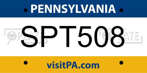 SPT508 Pennsylvania License Plate