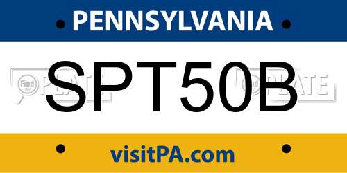 SPT50B Pennsylvania License Plate
