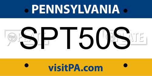 SPT50S Pennsylvania License Plate