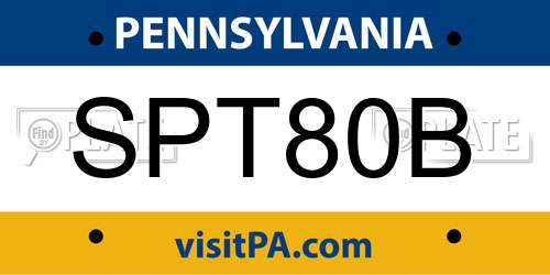 SPT80B Pennsylvania License Plate
