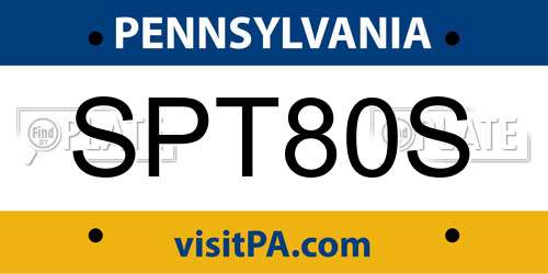 SPT80S Pennsylvania License Plate