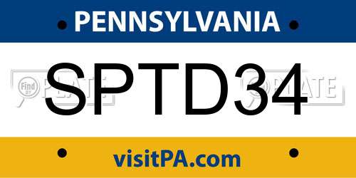 SPTD34 Pennsylvania License Plate