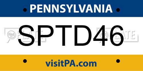SPTD46 Pennsylvania License Plate