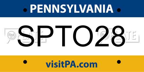SPTO28 Pennsylvania License Plate