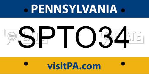 SPTO34 Pennsylvania License Plate