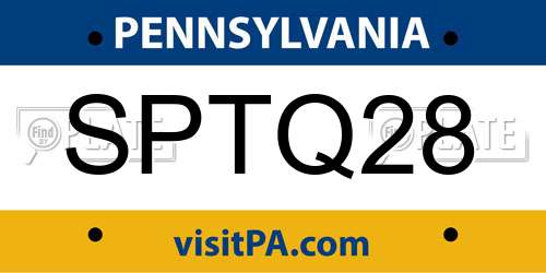 SPTQ28 Pennsylvania License Plate