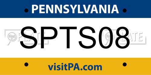 SPTS08 Pennsylvania License Plate