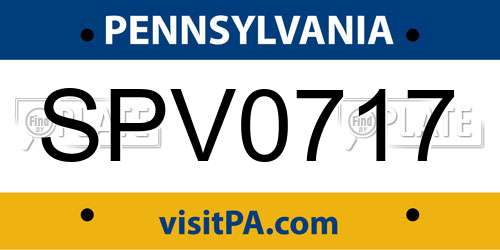 SPV0717 Pennsylvania License Plate