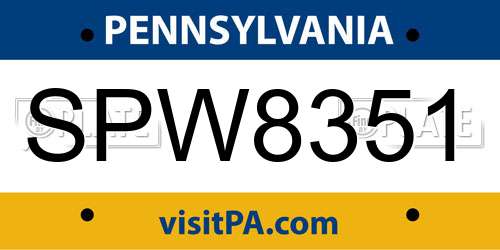 SPW8351 Pennsylvania License Plate