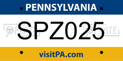 SPZ025 Pennsylvania License Plate