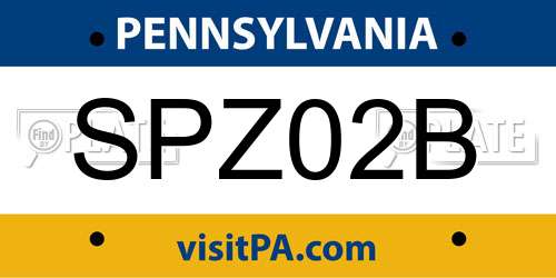 SPZ02B Pennsylvania License Plate