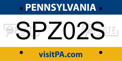 SPZ02S Pennsylvania License Plate
