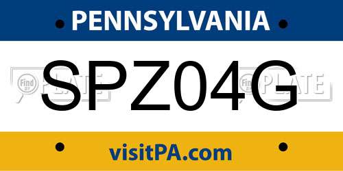 SPZ04G Pennsylvania License Plate