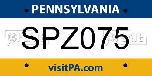 SPZ075 Pennsylvania License Plate